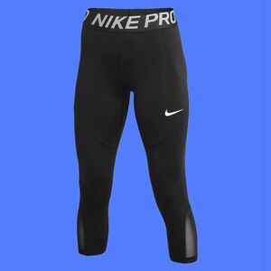 Nike Women's Pro Capri Pants Black Leggings with White Logo New